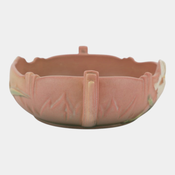 Roseville Iris Pink 1939 Vintage Art Deco Pottery Handled Ceramic Bowl 360-6