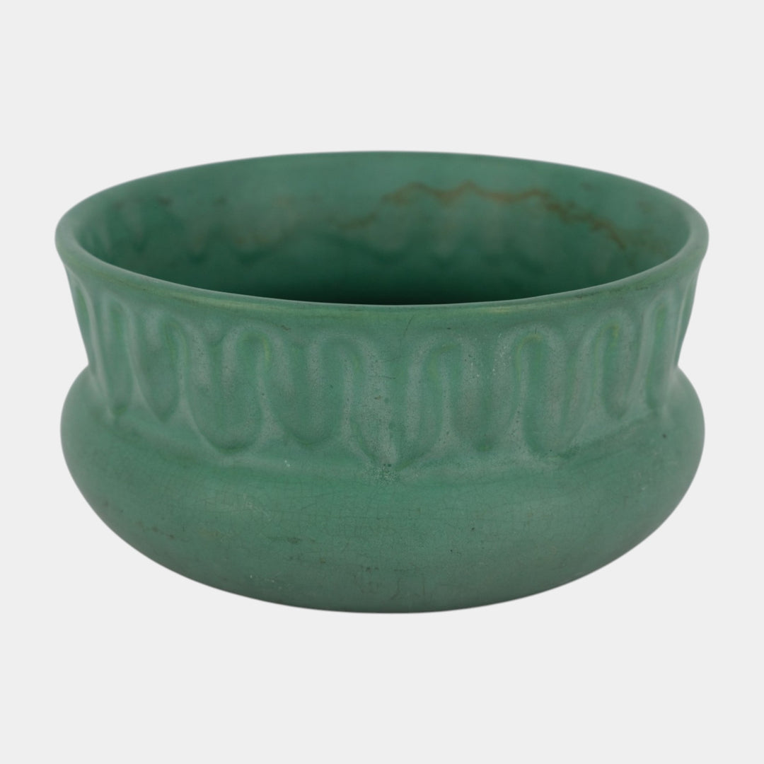 Cambridge Ohio Vintage Arts And Crafts Pottery Matte Green Ceramic Bowl
