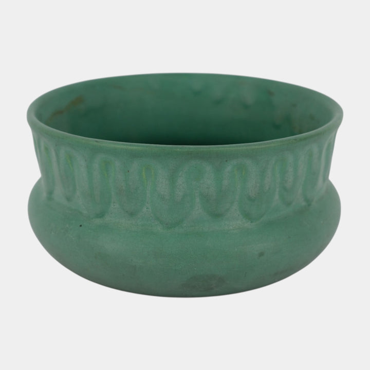 Cambridge Ohio Vintage Arts And Crafts Pottery Matte Green Ceramic Bowl