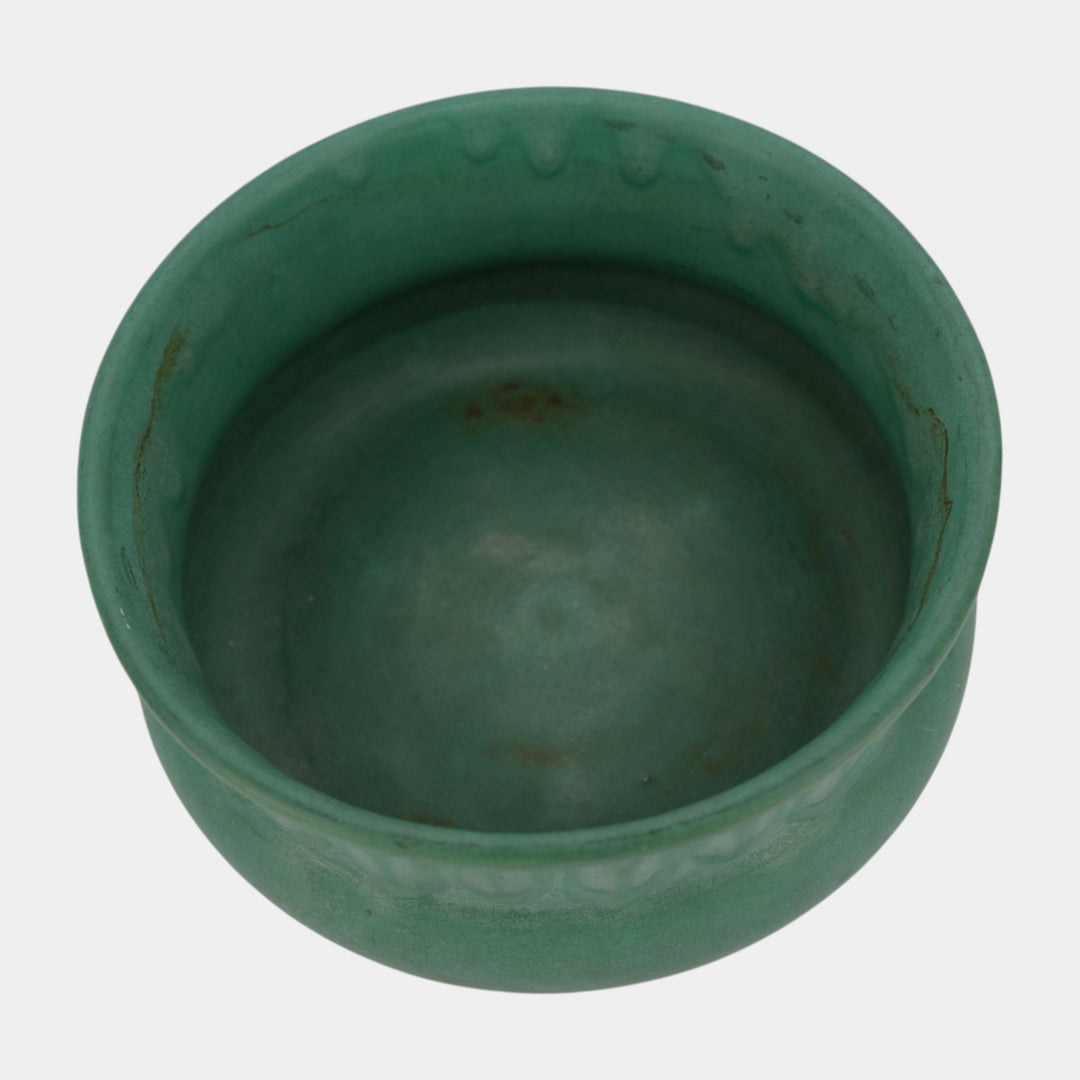 Cambridge Ohio Vintage Arts And Crafts Pottery Matte Green Ceramic Bowl