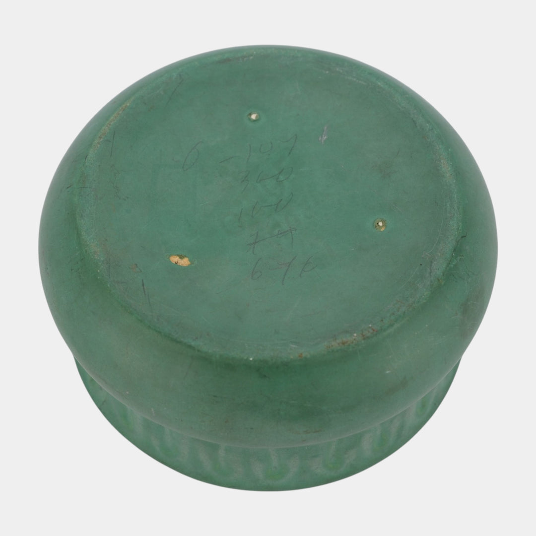 Cambridge Ohio Vintage Arts And Crafts Pottery Matte Green Ceramic Bowl