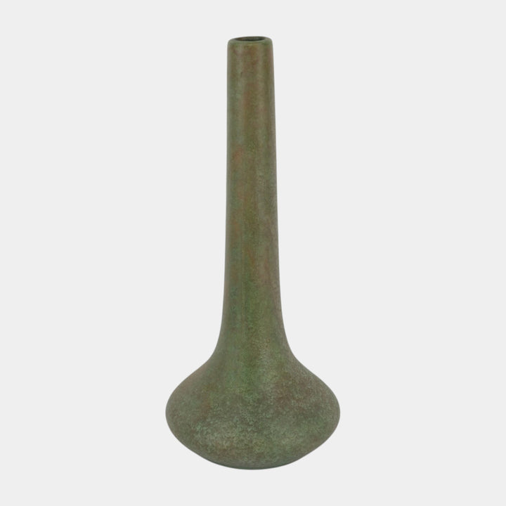 Roseville Early Carnelian 1916 Arts and Crafts Pottery Matte Green Tall Vase