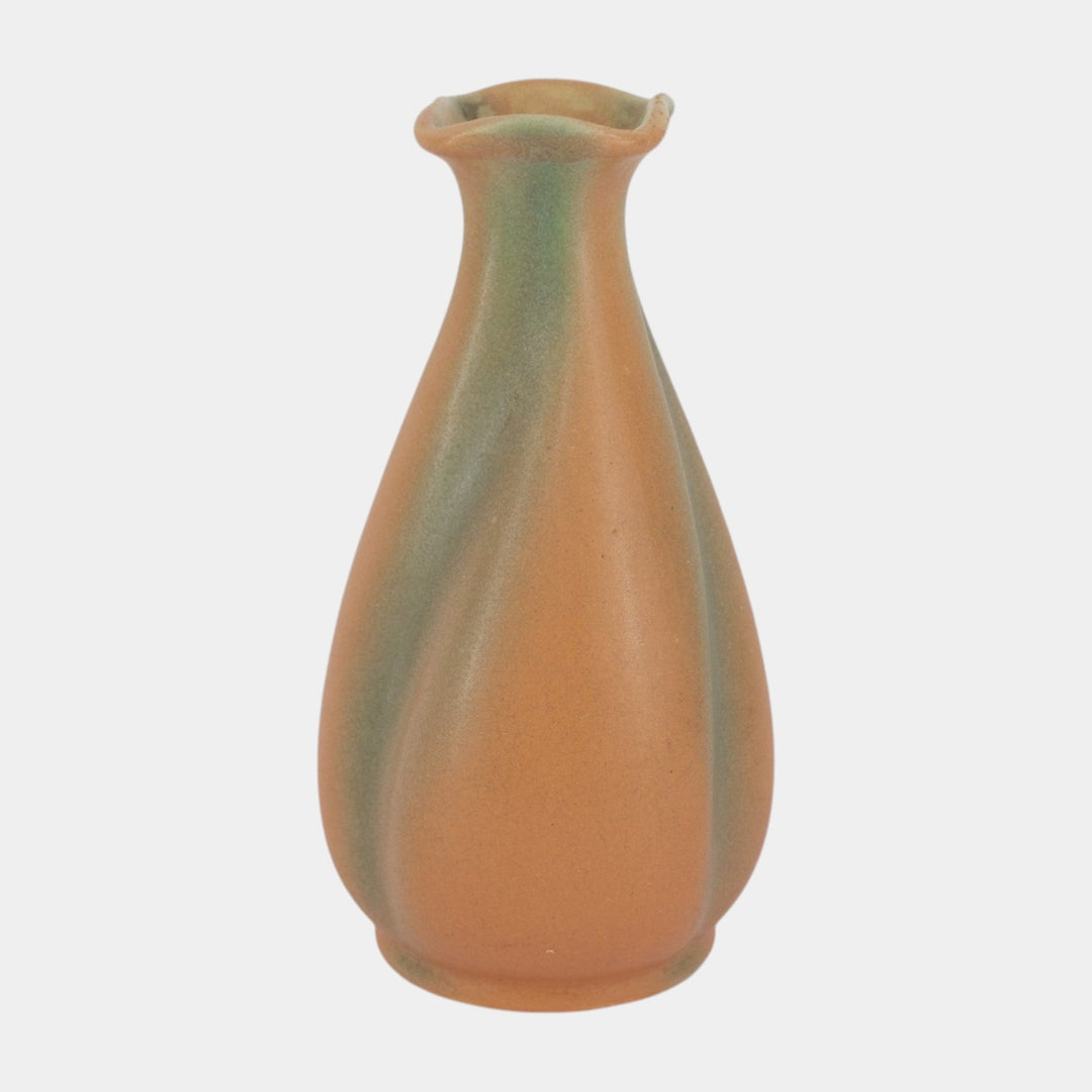 Brush McCoy Glo Art 1930s Vintage Art Pottery Orange And Green Ceramic Vase 771