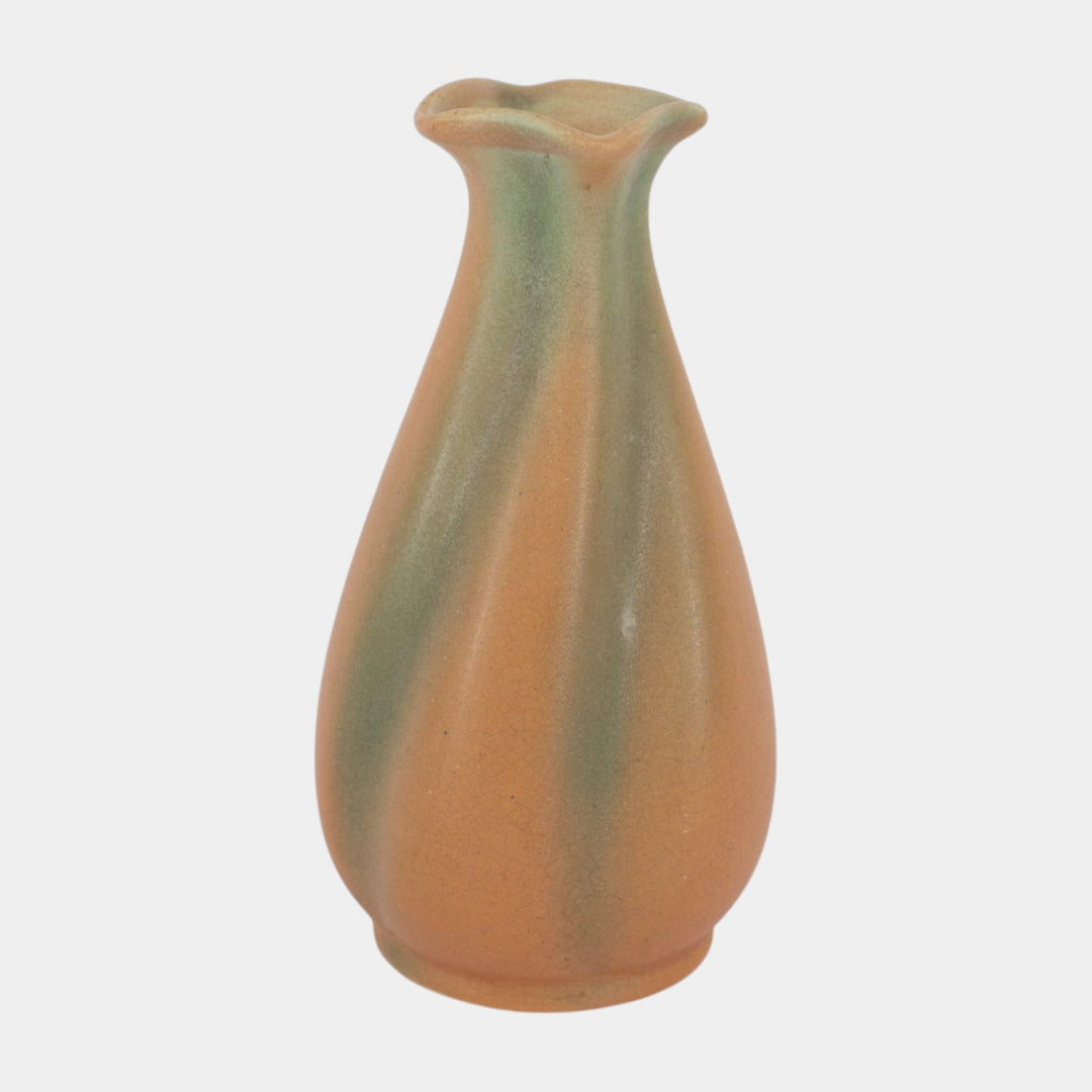 Brush McCoy Glo Art 1930s Vintage Art Pottery Orange And Green Ceramic Vase 771