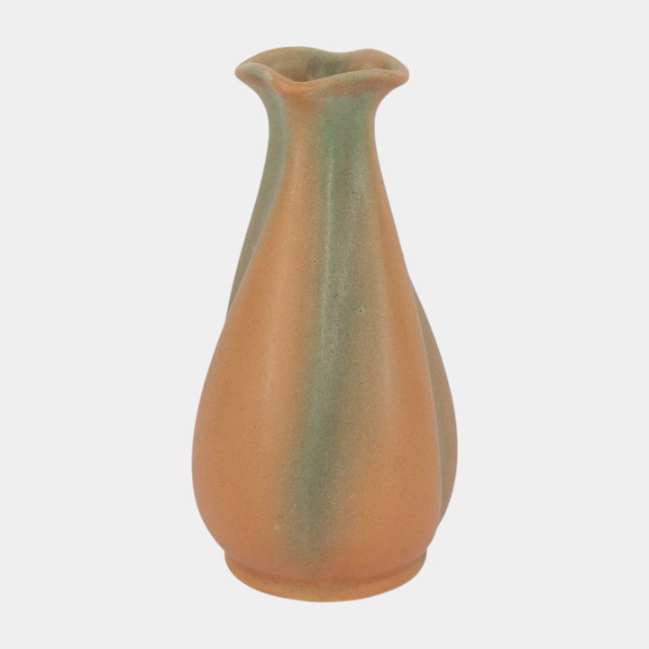 Brush McCoy Glo Art 1930s Vintage Art Pottery Orange And Green Ceramic Vase 771