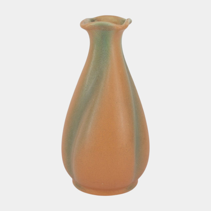 Brush McCoy Glo Art 1930s Vintage Art Pottery Orange And Green Ceramic Vase 771