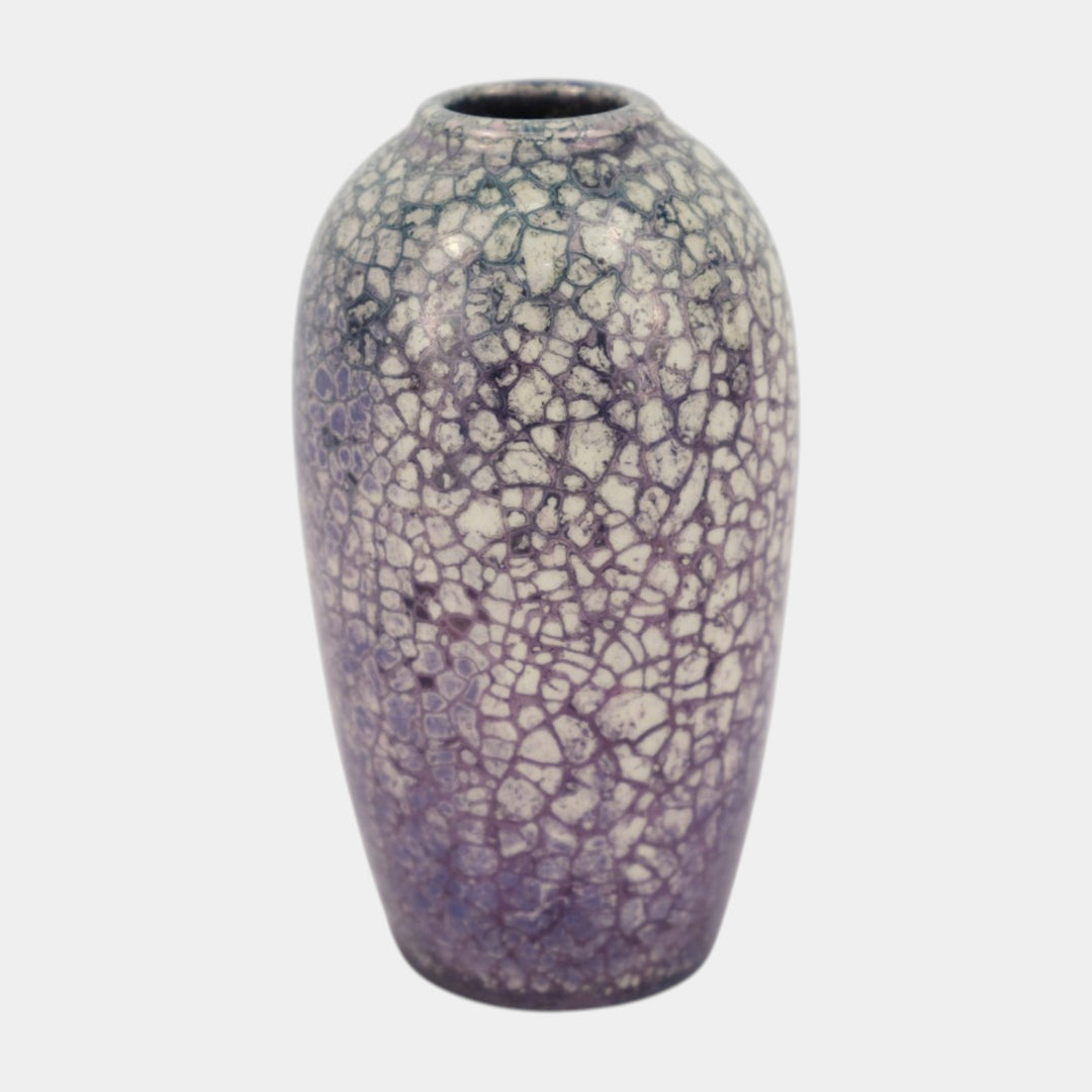 Weller Lustre Cloudburst 1921 Art Pottery Purple White Crackle Ceramic Vase