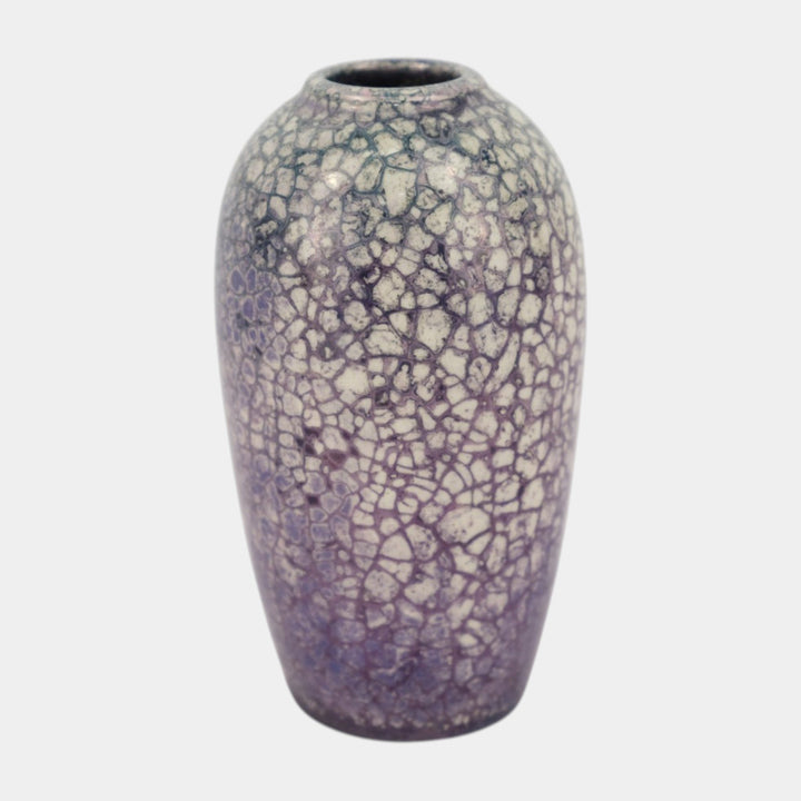 Weller Lustre Cloudburst 1921 Art Pottery Purple White Crackle Ceramic Vase