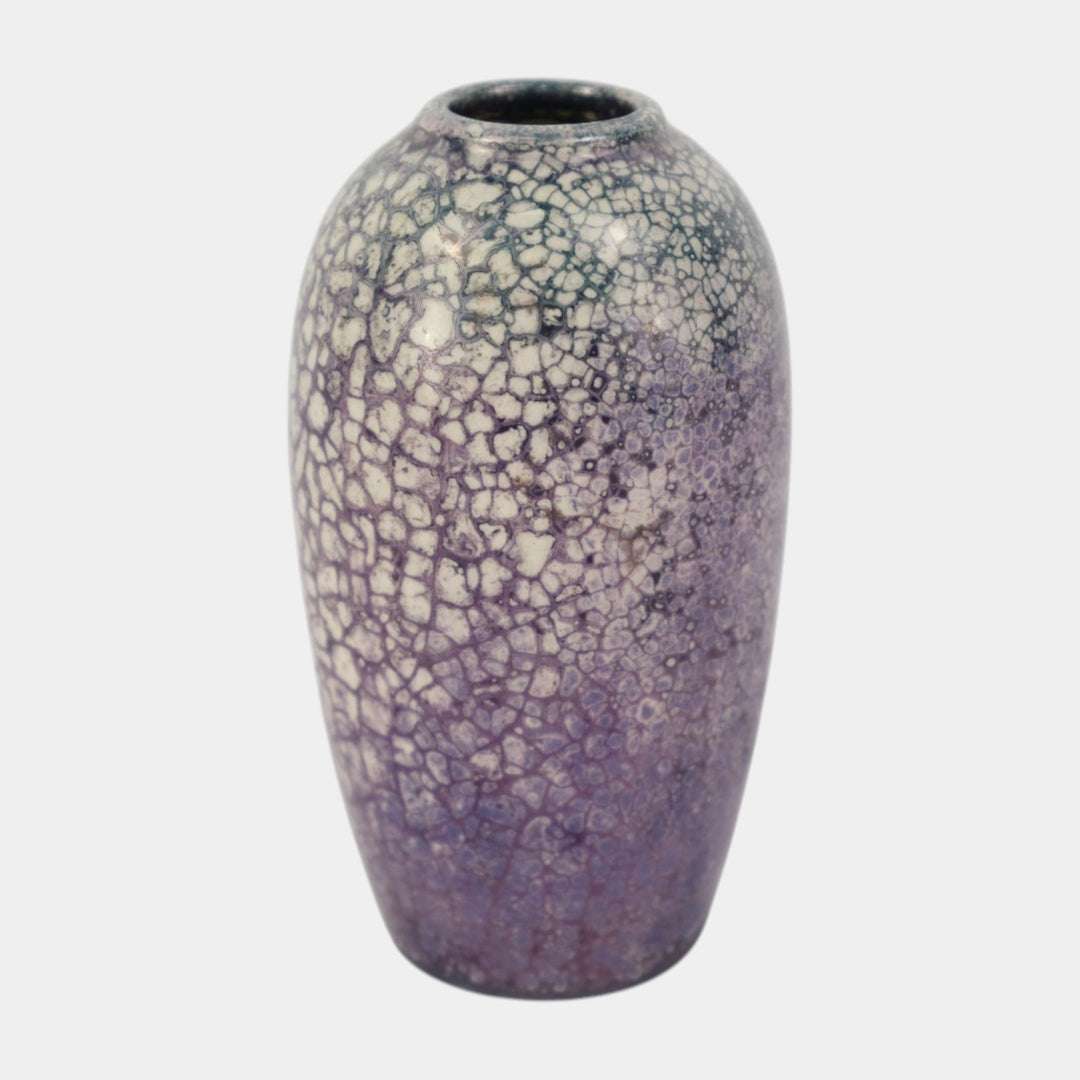 Weller Lustre Cloudburst 1921 Art Pottery Purple White Crackle Ceramic Vase