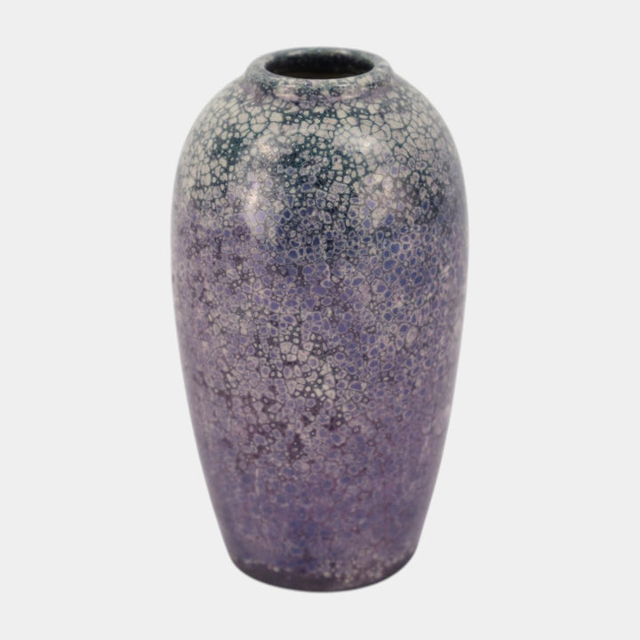 Weller Lustre Cloudburst 1921 Art Pottery Purple White Crackle Ceramic Vase