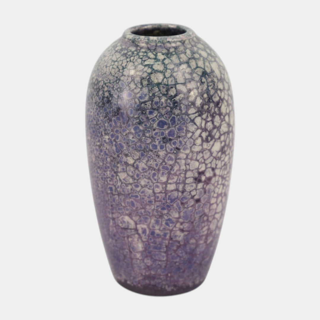 Weller Lustre Cloudburst 1921 Art Pottery Purple White Crackle Ceramic Vase