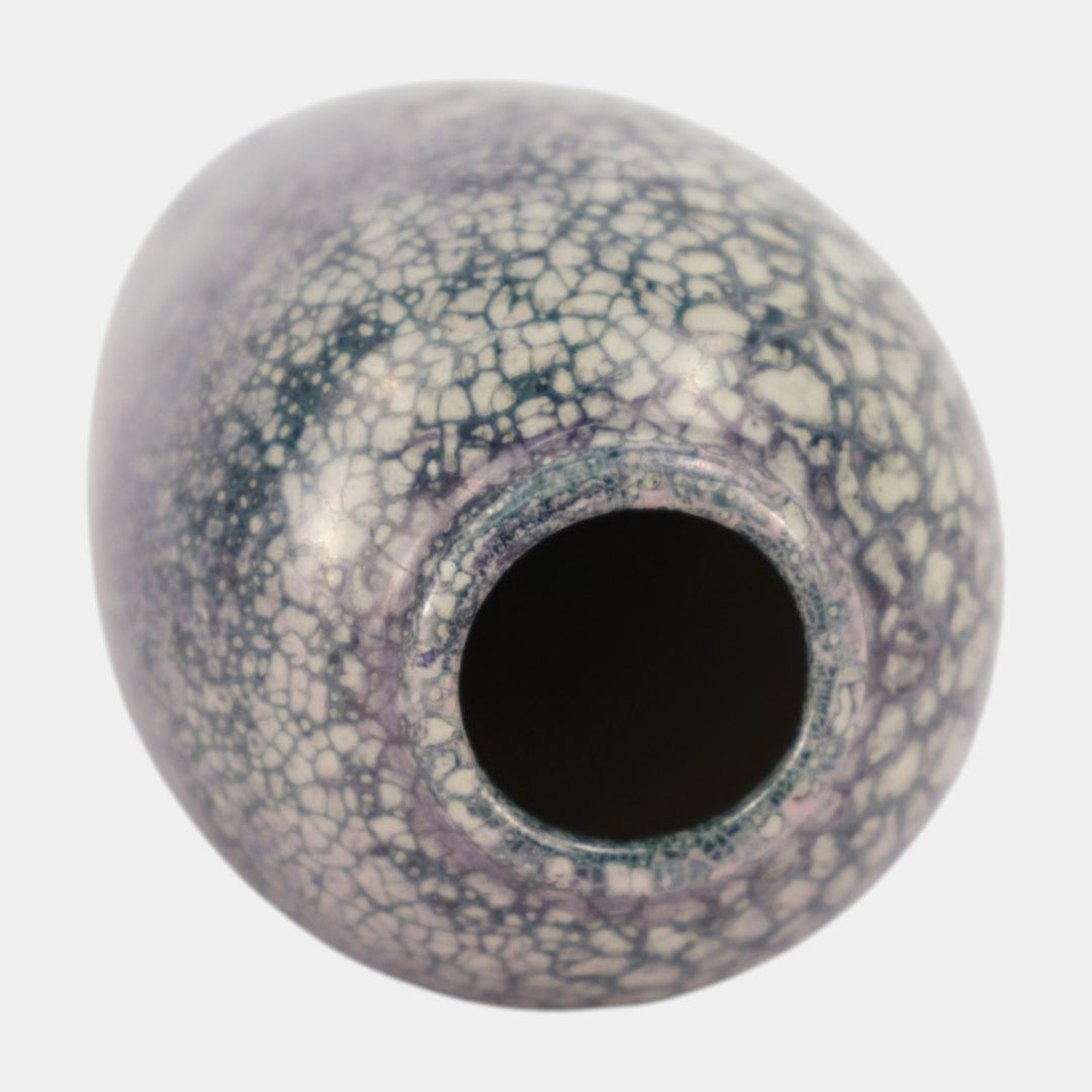 Weller Lustre Cloudburst 1921 Art Pottery Purple White Crackle Ceramic Vase