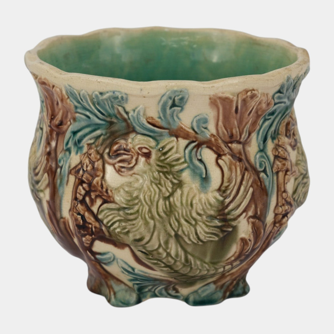 Owens Pottery Early 1900s Green Brown Majolica Griffin Jardiniere 551-8