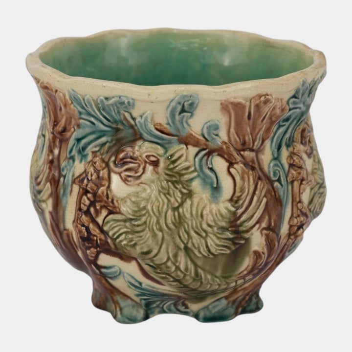 Owens Pottery Early 1900s Green Brown Majolica Griffin Jardiniere 551-8