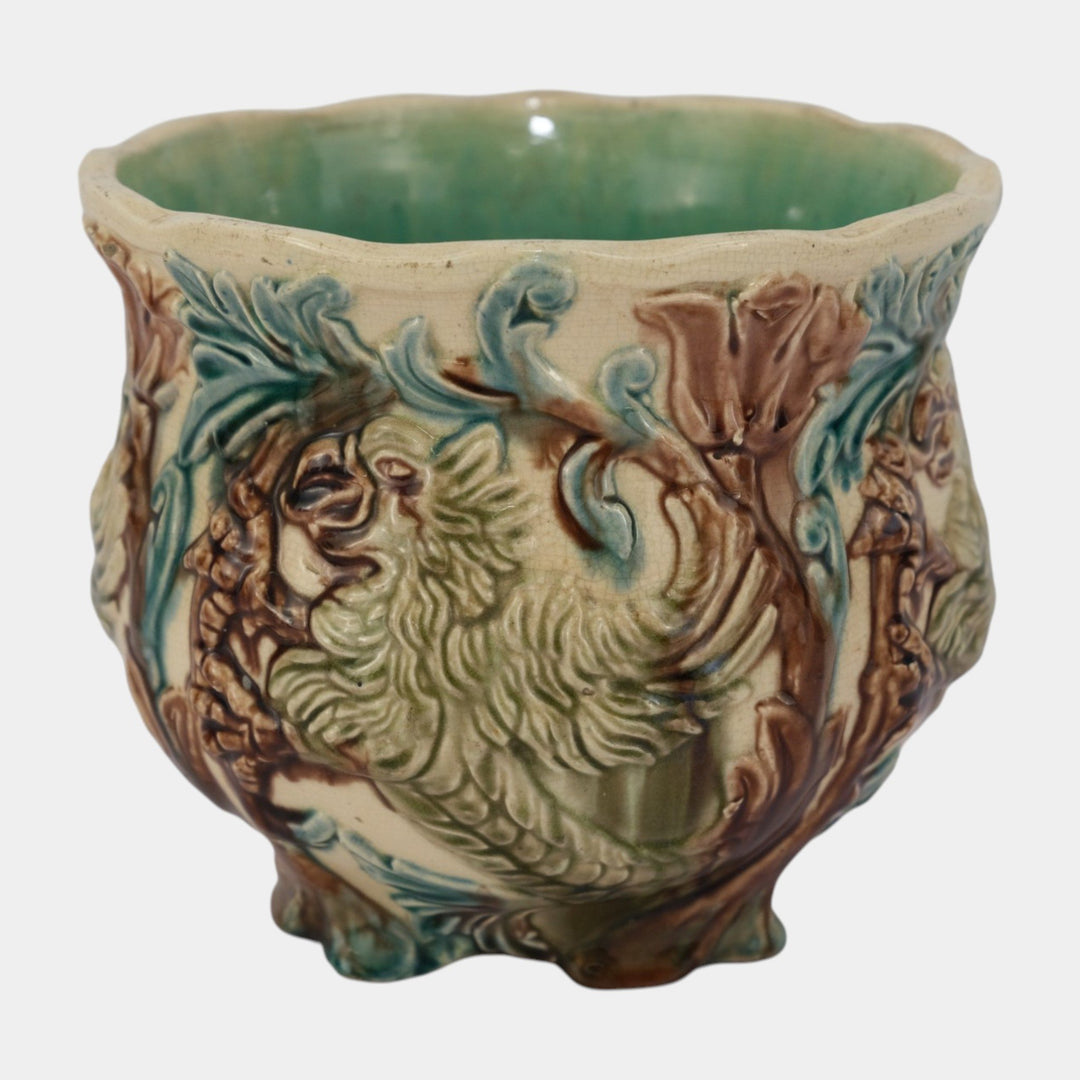 Owens Pottery Early 1900s Green Brown Majolica Griffin Jardiniere 551-8