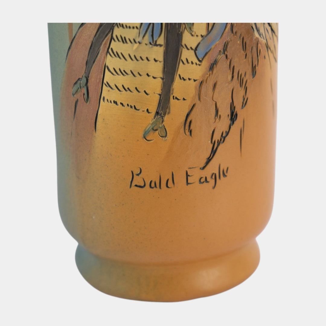 Weller Dickens Ware 1900s Vintage Art Pottery Bald Eagle Native American Ewer