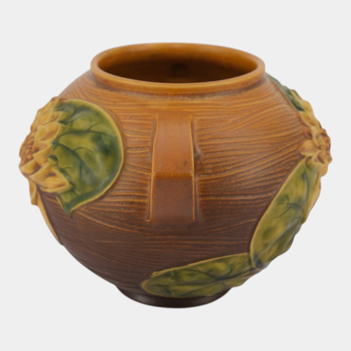 Roseville Water Lily Brown 1943 Vintage Art Pottery Ceramic Bowl Vase 437-6