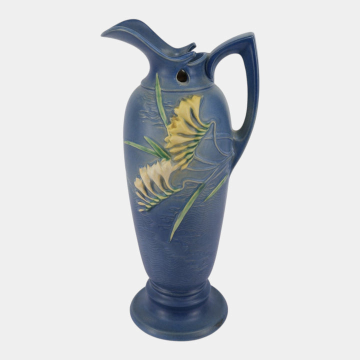 Roseville Freesia Blue 1945 Mid Century Modern Pottery Ceramic Ewer 21-15
