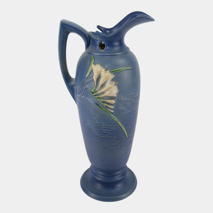Roseville Freesia Blue 1945 Mid Century Modern Pottery Ceramic Ewer 21-15