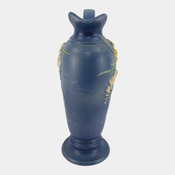 Roseville Freesia Blue 1945 Mid Century Modern Pottery Ceramic Ewer 21-15