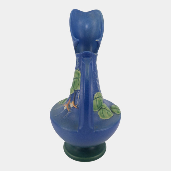 Roseville Fuchsia Blue 1938 Vintage Art Pottery Ceramic Ewer 902-10