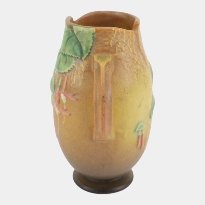 Roseville Fuchsia Brown 1938 Vintage Art Pottery Ceramic Handled Vase 894-7