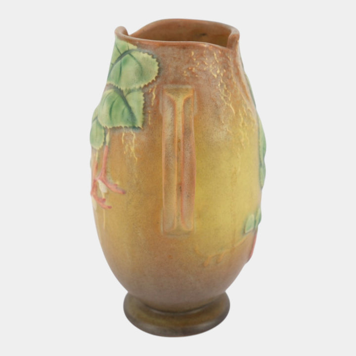 Roseville Fuchsia Brown 1938 Vintage Art Pottery Ceramic Handled Vase 894-7