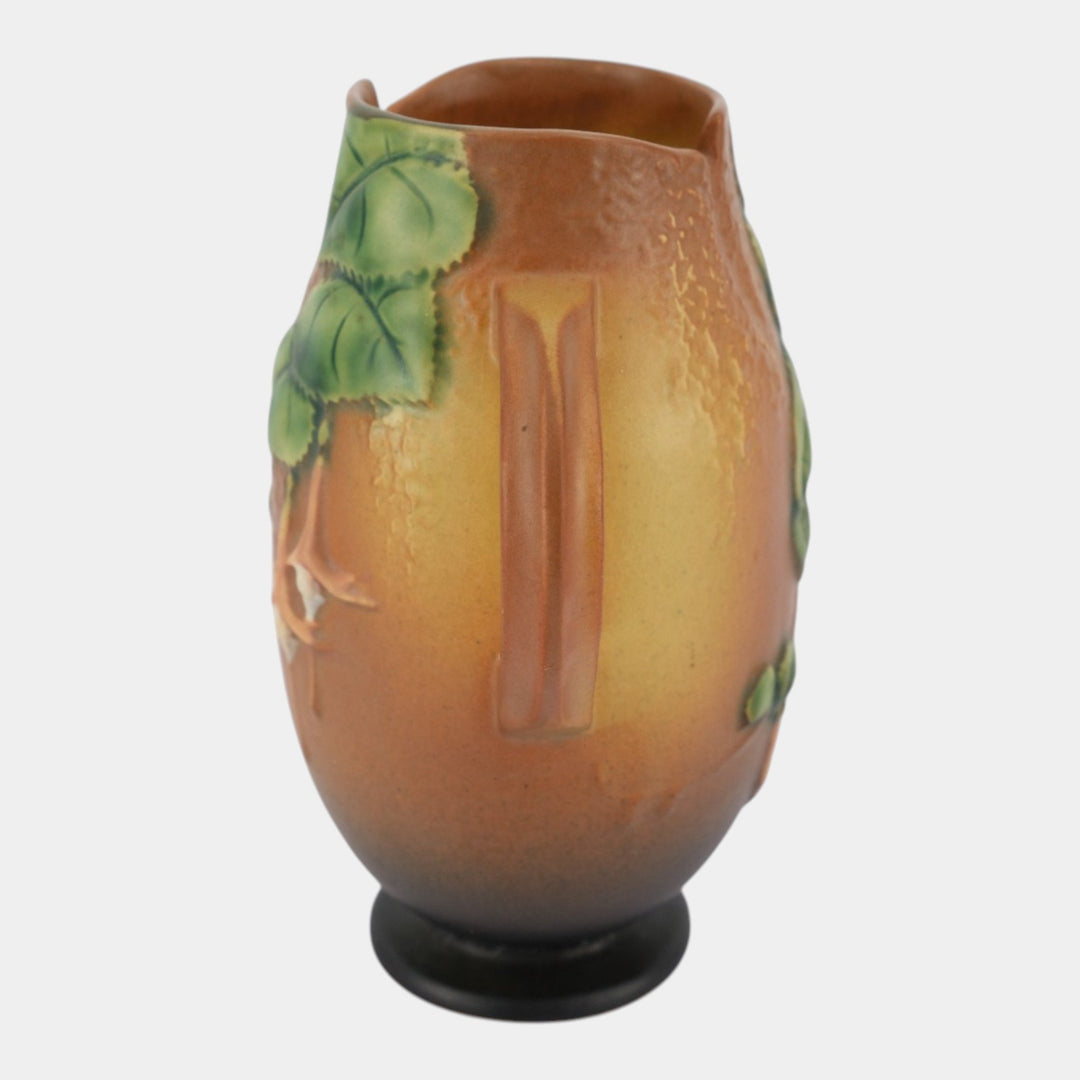 Roseville Fuchsia Brown 1938 Vintage Art Pottery Ceramic Handled Vase 894-7