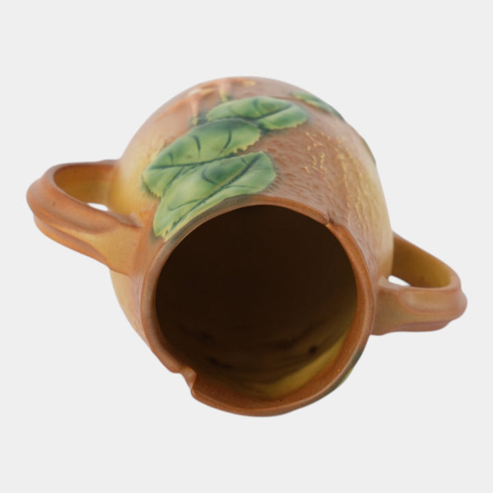 Roseville Fuchsia Brown 1938 Vintage Art Pottery Ceramic Handled Vase 894-7