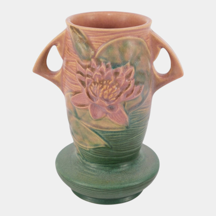 Roseville Water Lily Pink 1943 Mid Century Modern Pottery Ceramic Vase 75-7