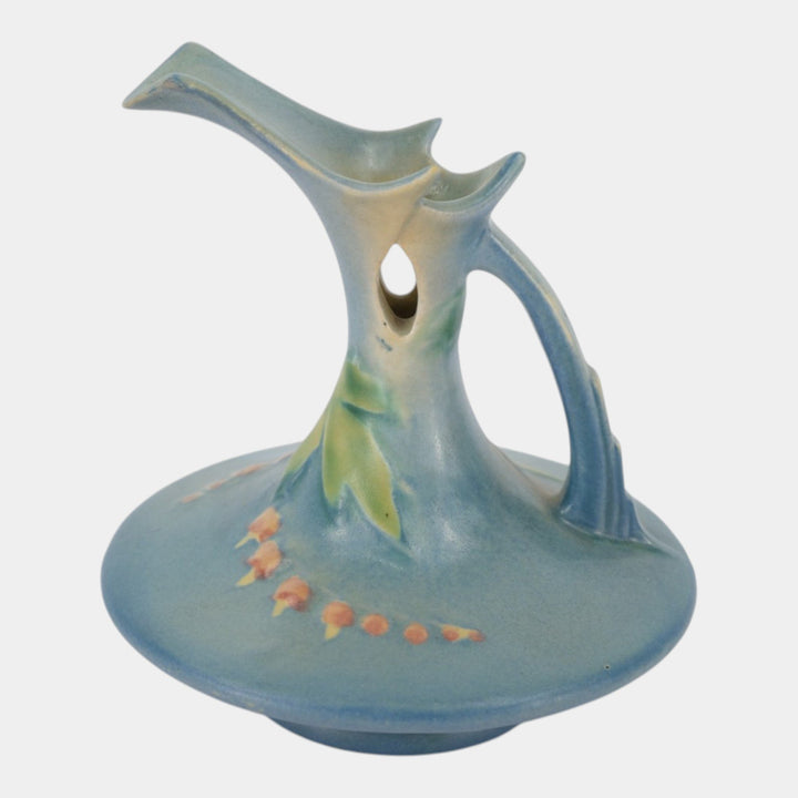 Roseville Bleeding Heart Blue 1940 Vintage Art Pottery Ceramic Ewer 963-6