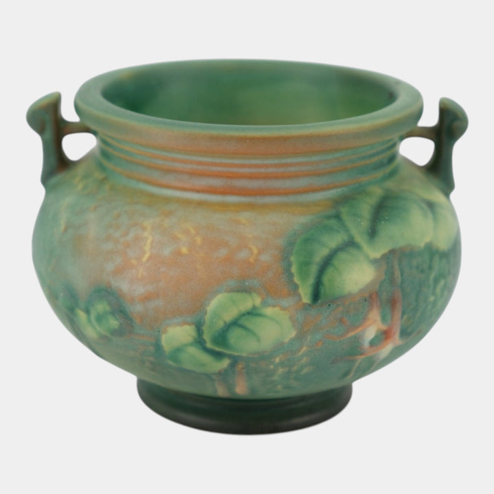Roseville Fuchsia Green 1938 Vintage Art Pottery Jardiniere Planter 645-3