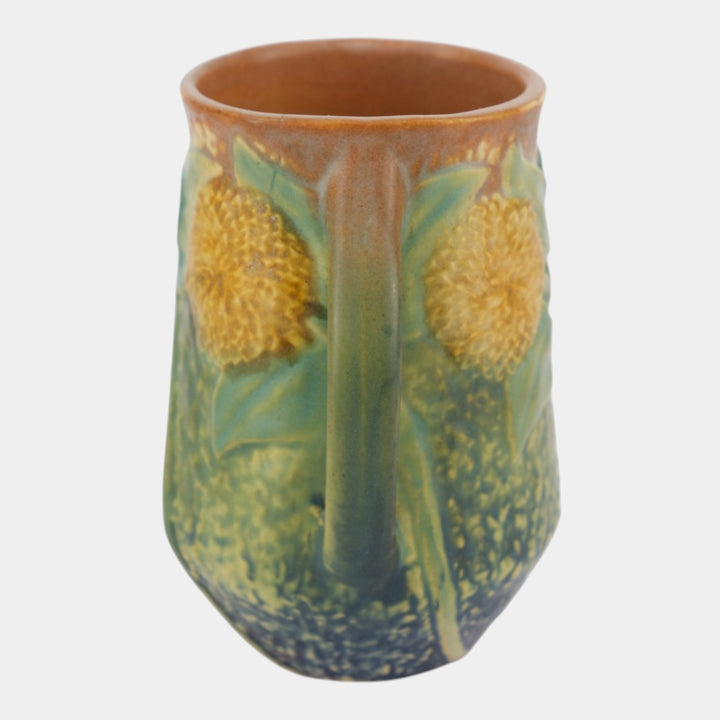 Roseville Sunflower 1930 Vintage Arts & Crafts Pottery Ceramic Handled Vase