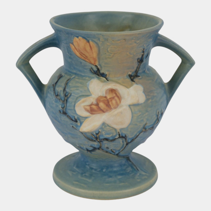 Roseville Magnolia Blue 1943 Mid Century Modern Pottery Ceramic Vase 181-8