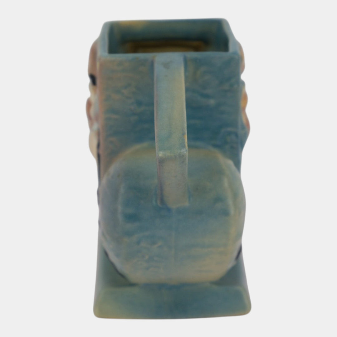 Roseville Magnolia Blue 1943 Mid Century Modern Pottery Cornucopia Vase 182-5