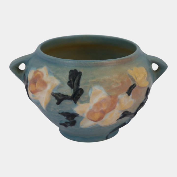 Roseville Magnolia Blue 1943 Mid Century Modern Pottery Jardiniere Planter 665-3