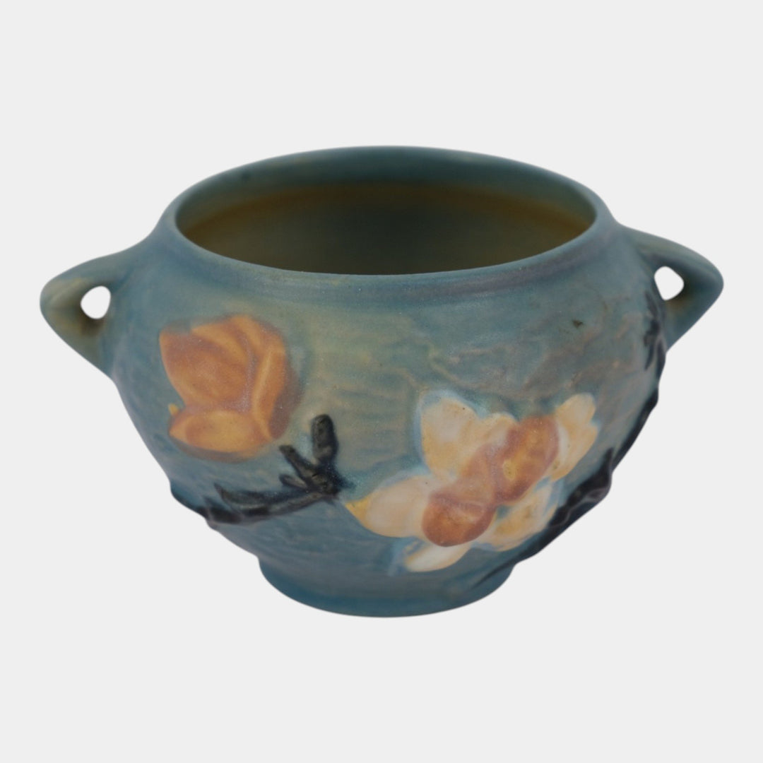 Roseville Magnolia Blue 1943 Mid Century Modern Pottery Jardiniere Planter 665-3