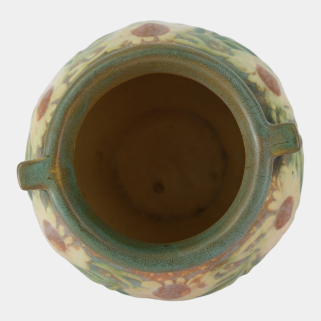 Roseville Dahlrose 1928 Vintage Arts And Crafts Pottery Jardiniere Planter 614-4