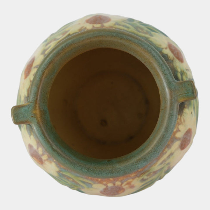 Roseville Dahlrose 1928 Vintage Arts And Crafts Pottery Jardiniere Planter 614-4