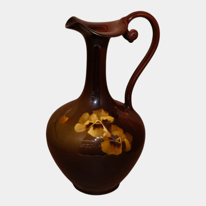 Roseville Rozane Ware Royal 1901 Vintage Art Pottery Brown Floral Ewer 905-10