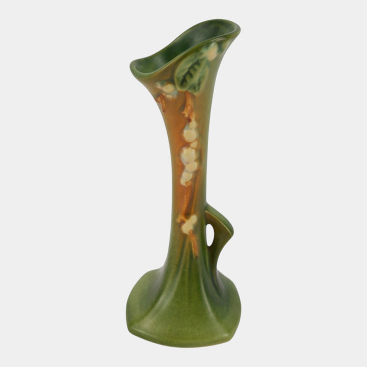 Roseville Snowberry Green 1947 Mid Century Modern Pottery Ceramic Bud Vase 1BV-7