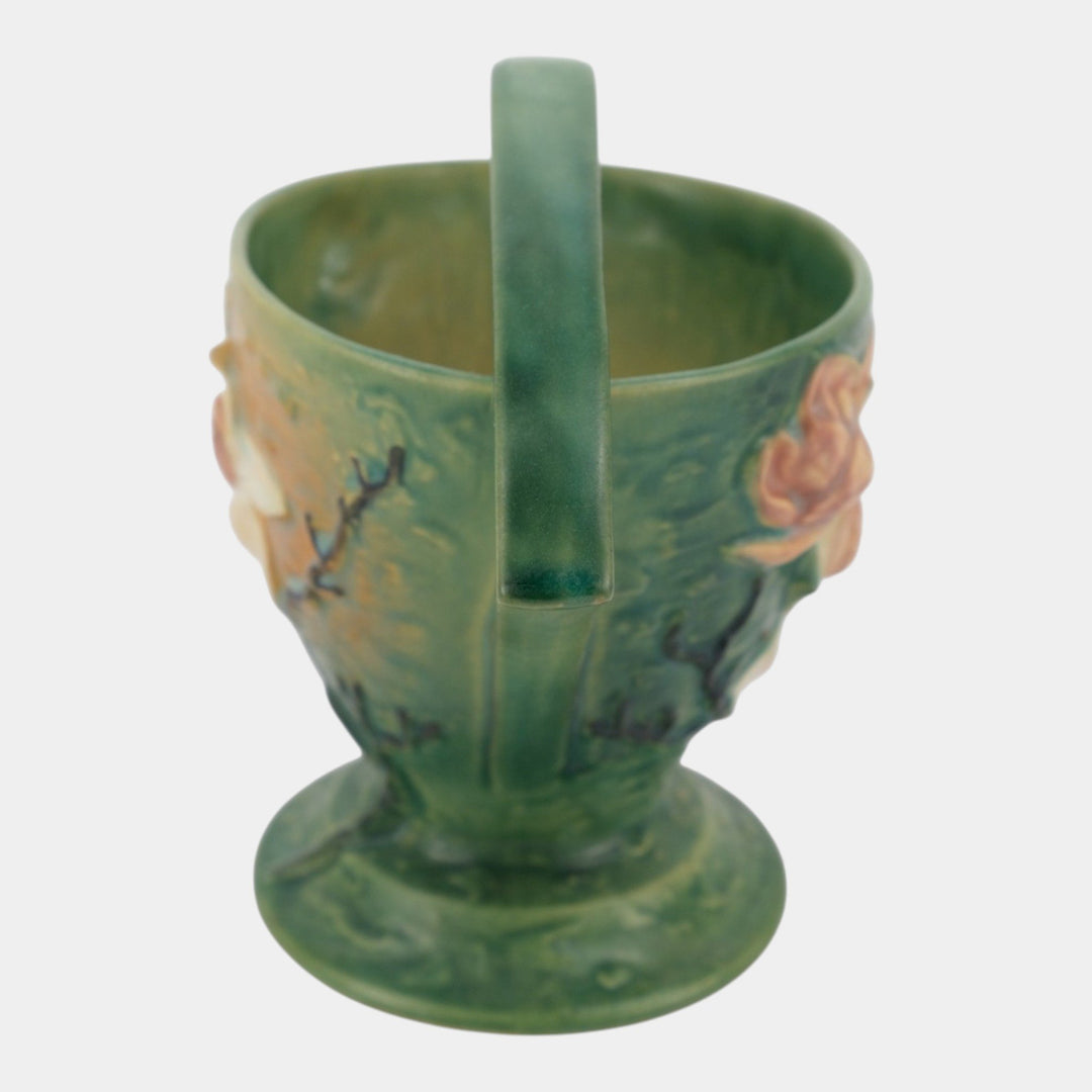 Roseville Magnolia Green 1941 Mid Century Modern Pottery Ceramic Basket 384-8
