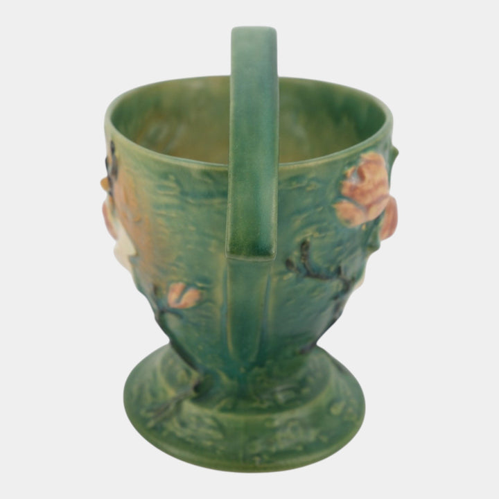 Roseville Magnolia Green 1941 Mid Century Modern Pottery Ceramic Basket 384-8