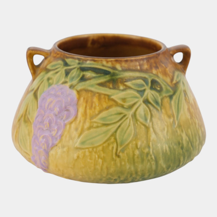 Roseville Wisteria Tan 1933 Vintage Arts And Crafts Pottery Bowl Vase 242-4