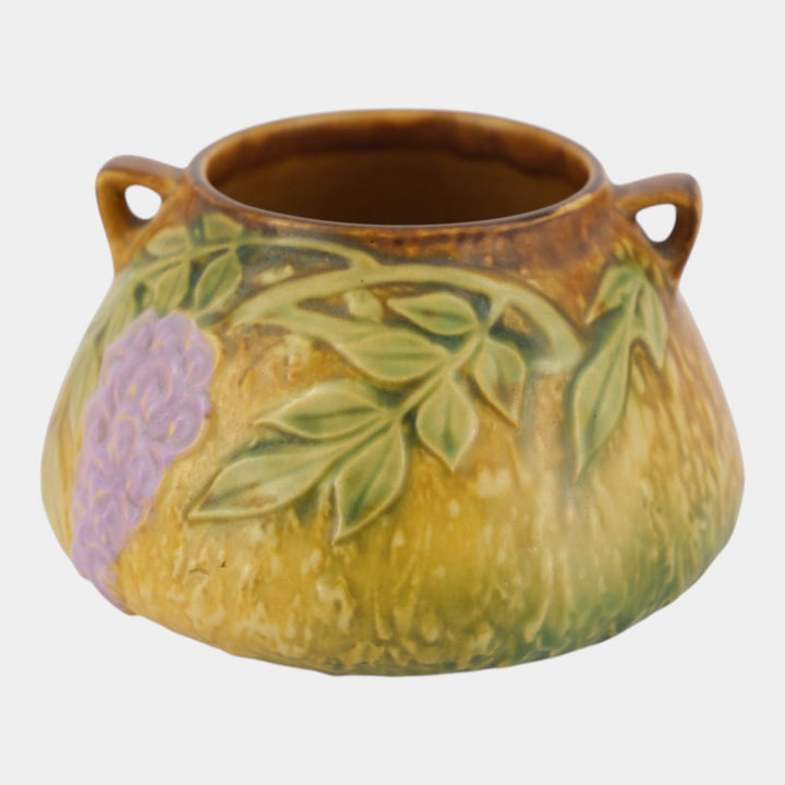 Roseville Wisteria Tan 1933 Vintage Arts And Crafts Pottery Bowl Vase 242-4