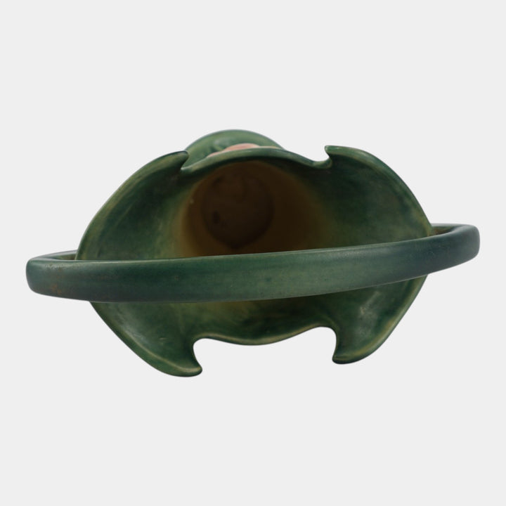 Roseville Zephy Lily Green 1946 Mid Century Modern Pottery Ceramic Basket 395-10