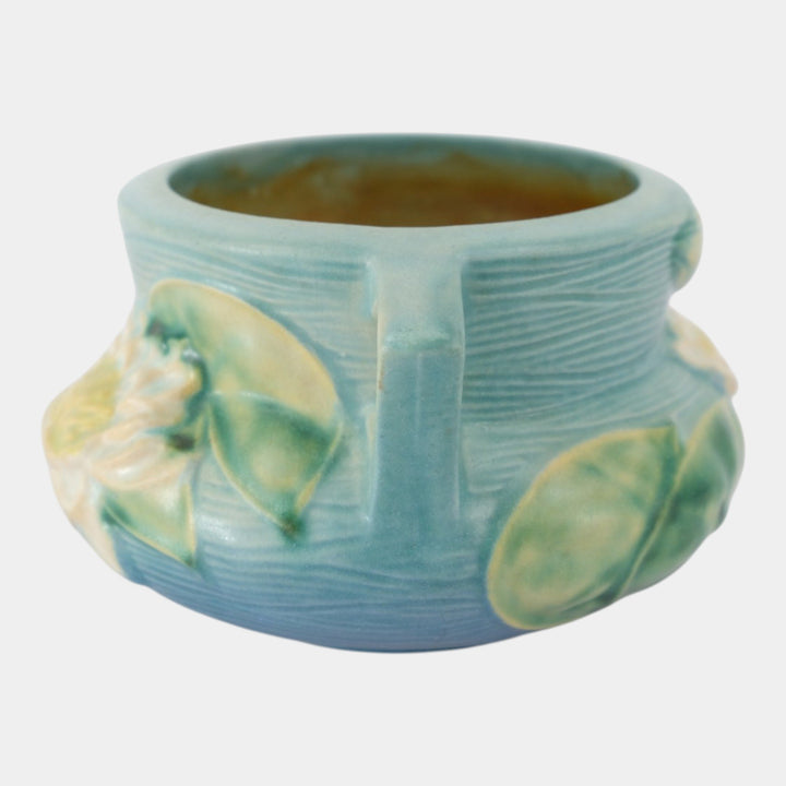 Roseville Water Lily Blue 1943 Vintage Art Pottery Jardiniere Planter 663-4