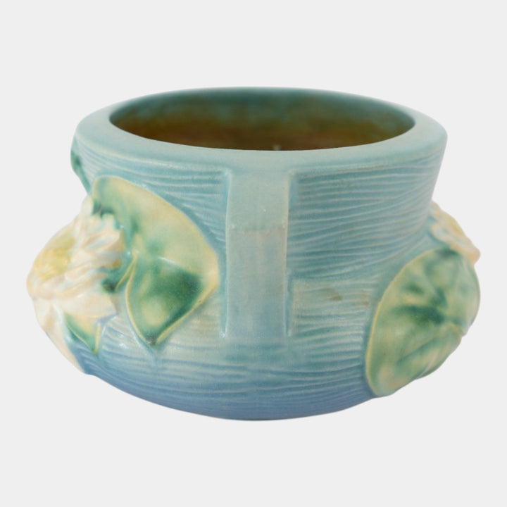 Roseville Water Lily Blue 1943 Vintage Art Pottery Jardiniere Planter 663-4