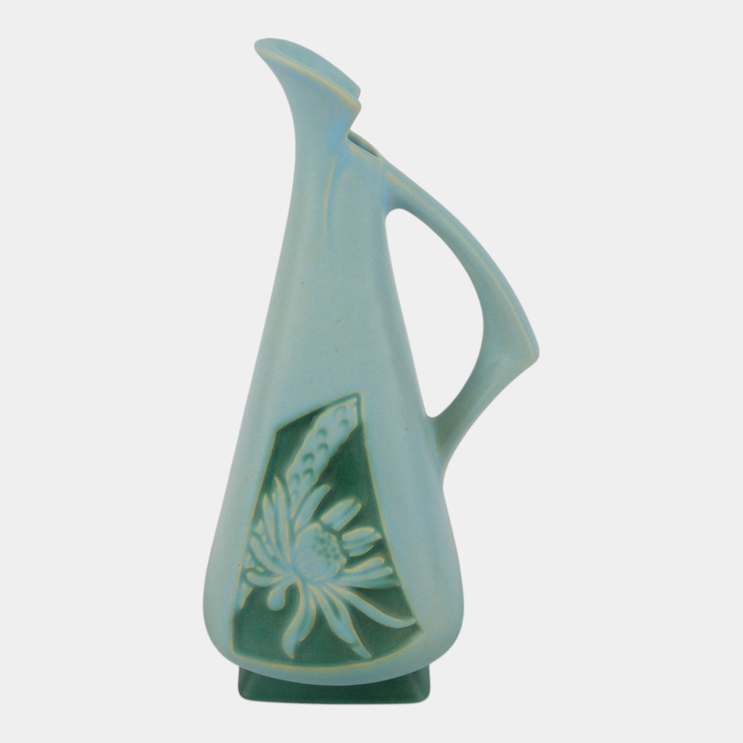 Roseville Silhouette Blue 1950 Vintage Art Deco Pottery Ceramic Ewer 717-10