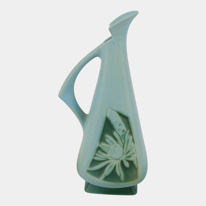 Roseville Silhouette Blue 1950 Vintage Art Deco Pottery Ceramic Ewer 717-10